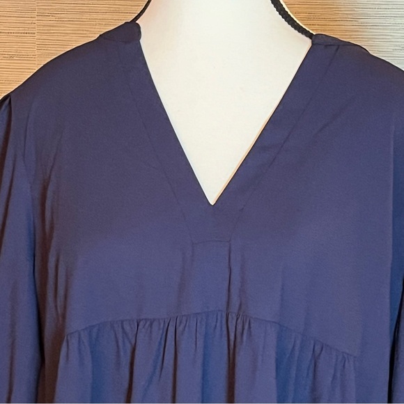 Pomander Place by Tuckernuck NWT Navy Blue Poplin Kenzo Dress Tiered Size XXL - Picture 3 of 10